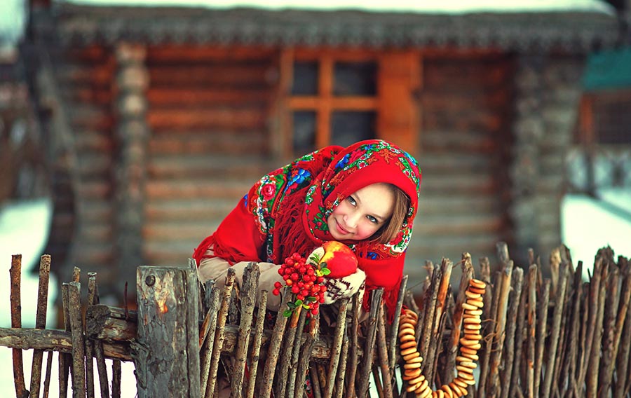 Sexy girl Women in Slavic costumes in Xian
