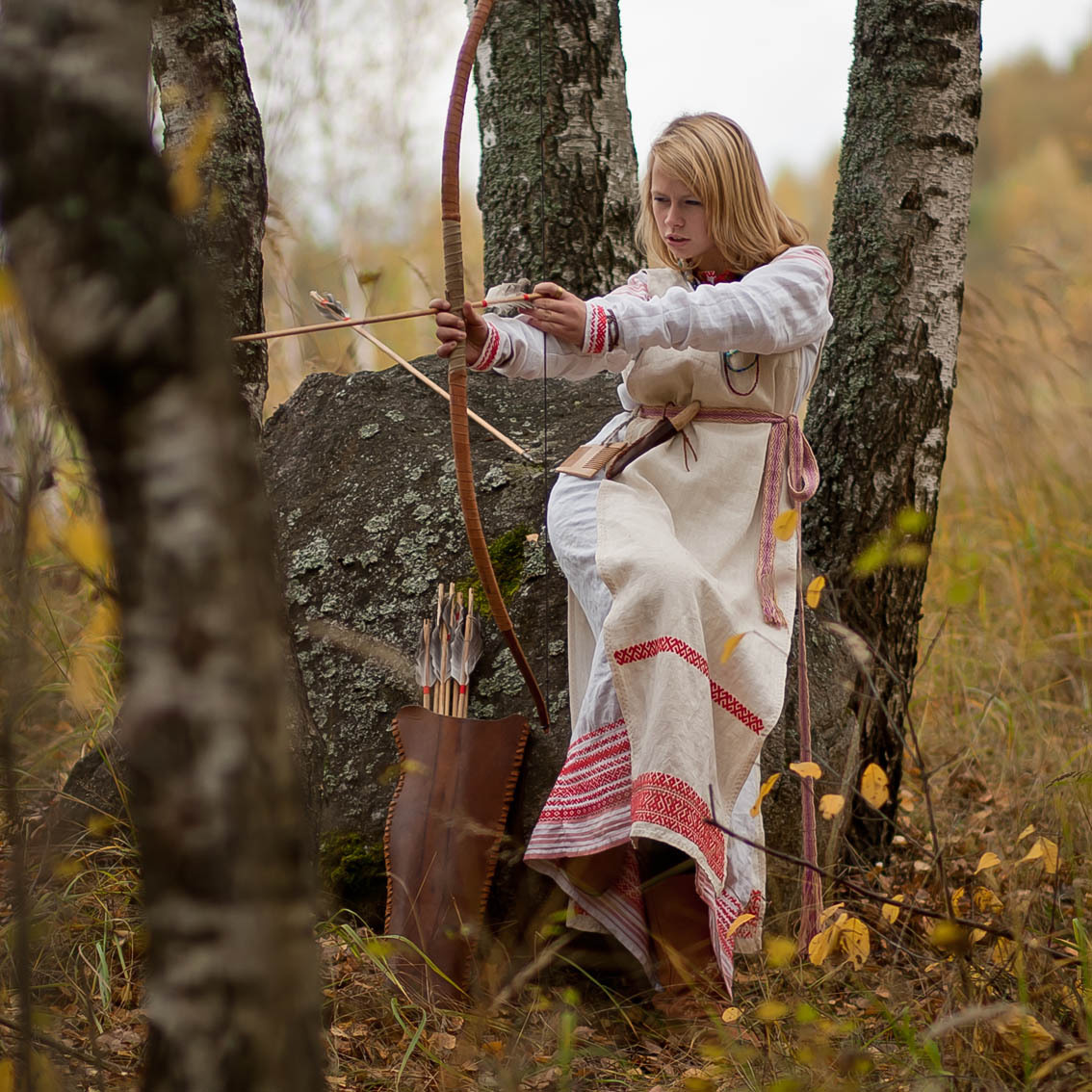 Sexy photo Girls in Slavic costumes in Xian